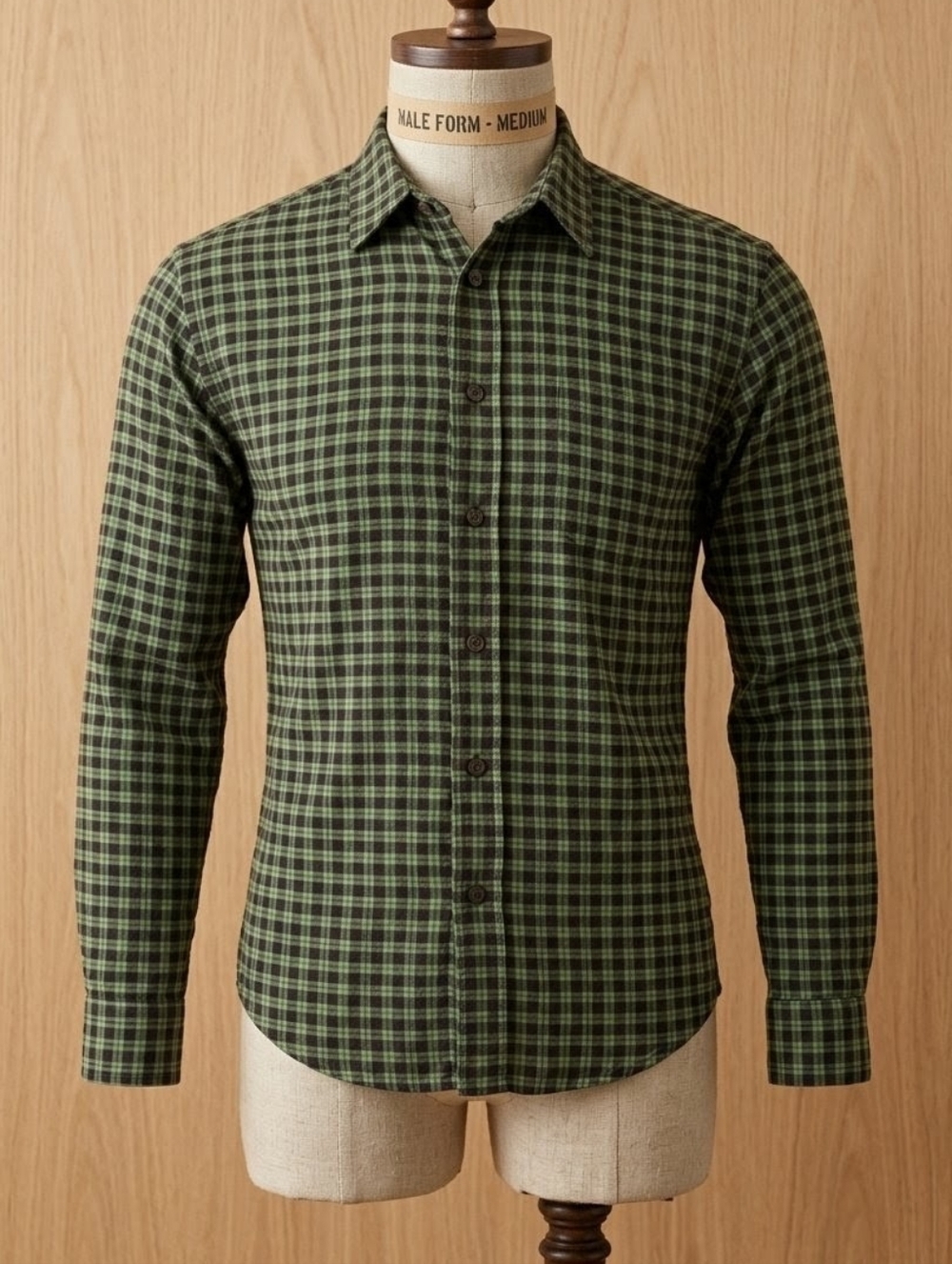 Parke and Ronen Buttondown Green Plaid